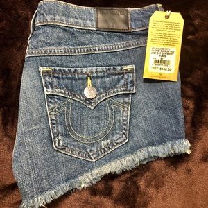 True Religion cut off shorts.